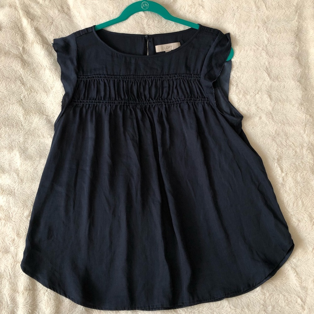 LOFT navy blue flowy top